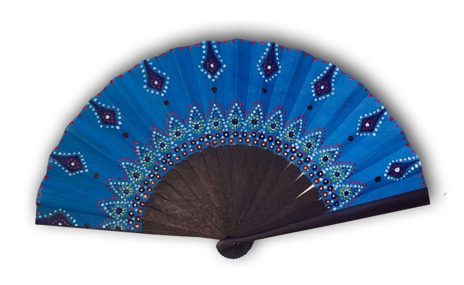 Unisex handmålad bomullsfläkt. "Southern Mandala" 19cm