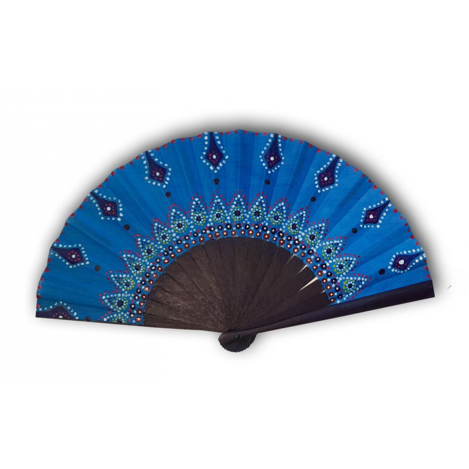 Unisex handmålad bomullsfläkt. "Southern Mandala" 19cm