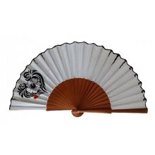 Fleur de mon coeur, éventail en satin dessiné et peint à la main 