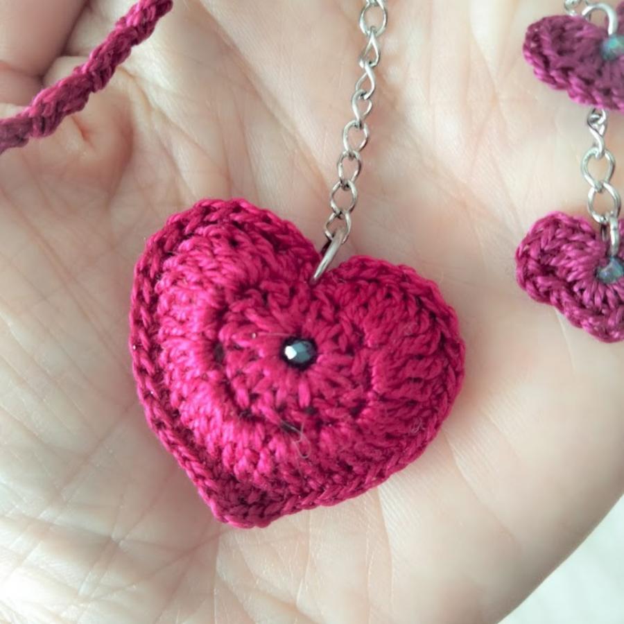 Heart" väska juvel Fuchsia