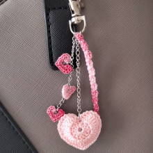 Heart' väska juvel Rosa och Bordeaux