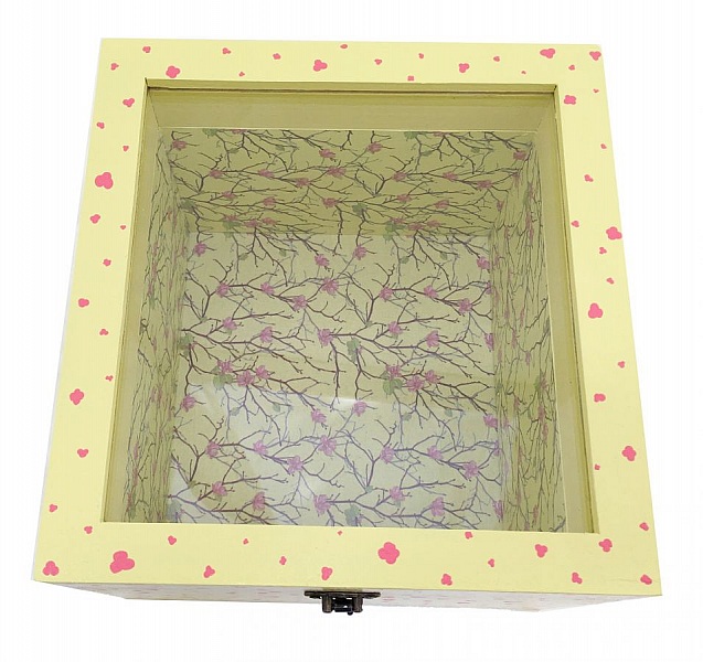 Tr&auml;l&aring;da med glaslock. Modell : gul sakura