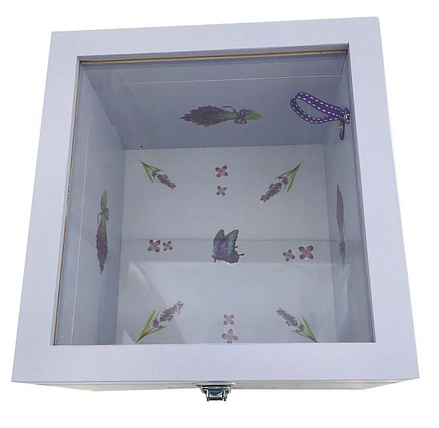 Tr&auml;l&aring;da med glaslock. Modell : lavendula.