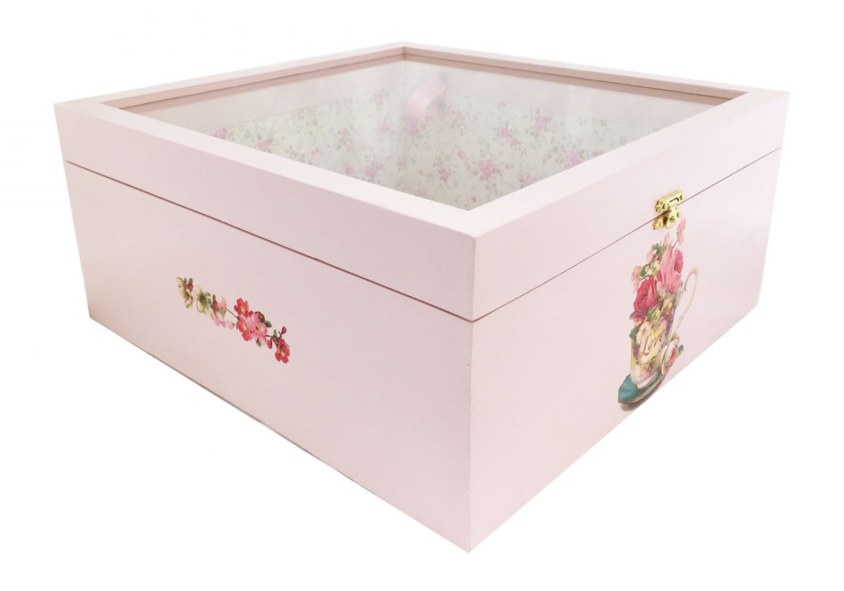 Trälåda och dess glaslock. Modell : rose tea