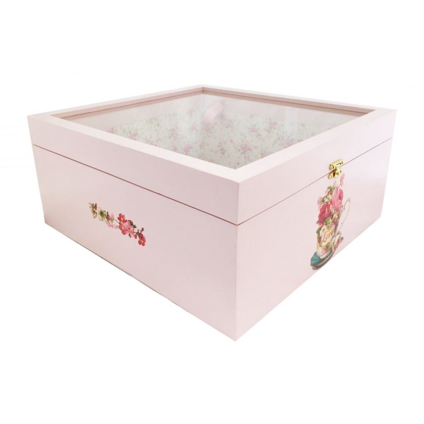 Trälåda och dess glaslock. Modell : rose tea
