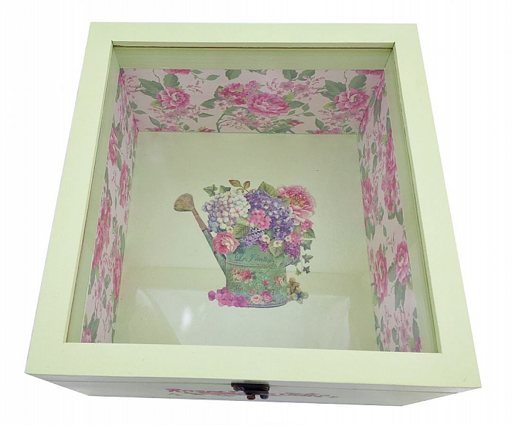 Tr&auml;l&aring;da med glaslock. Modell : rose garden