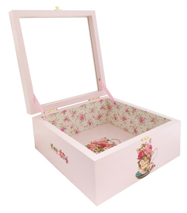 Trälåda och dess glaslock. Modell : rose tea