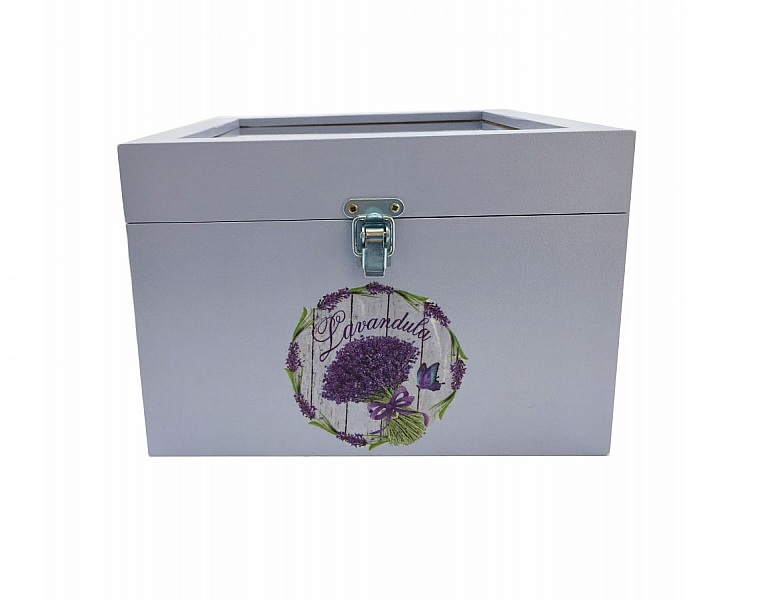 Tr&auml;l&aring;da med glaslock. Modell : lavendula.