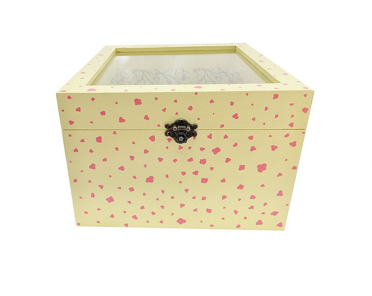 Tr&auml;l&aring;da med glaslock. Modell : gul sakura