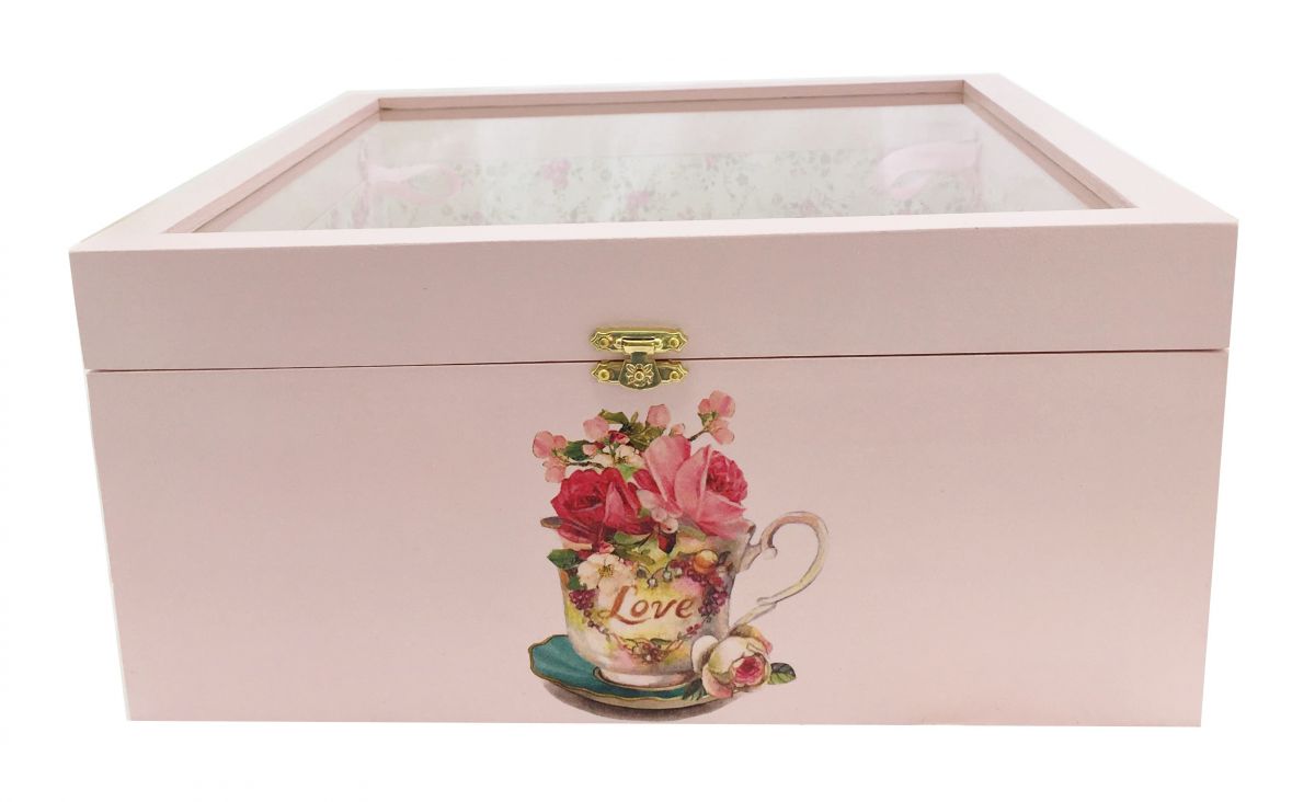 Trälåda och dess glaslock. Modell : rose tea