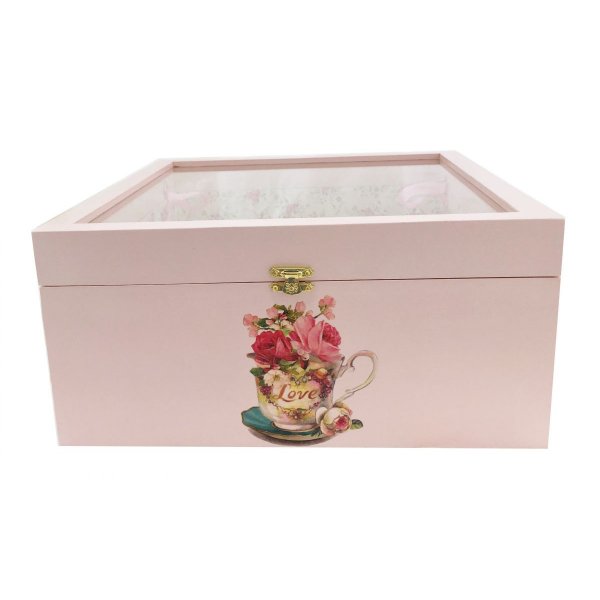 Trälåda och dess glaslock. Modell : rose tea