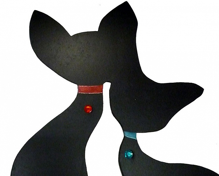 V&auml;gg- eller d&ouml;rrskylt stort par med katt i omfamning p&aring; en strasse 43x41 cm