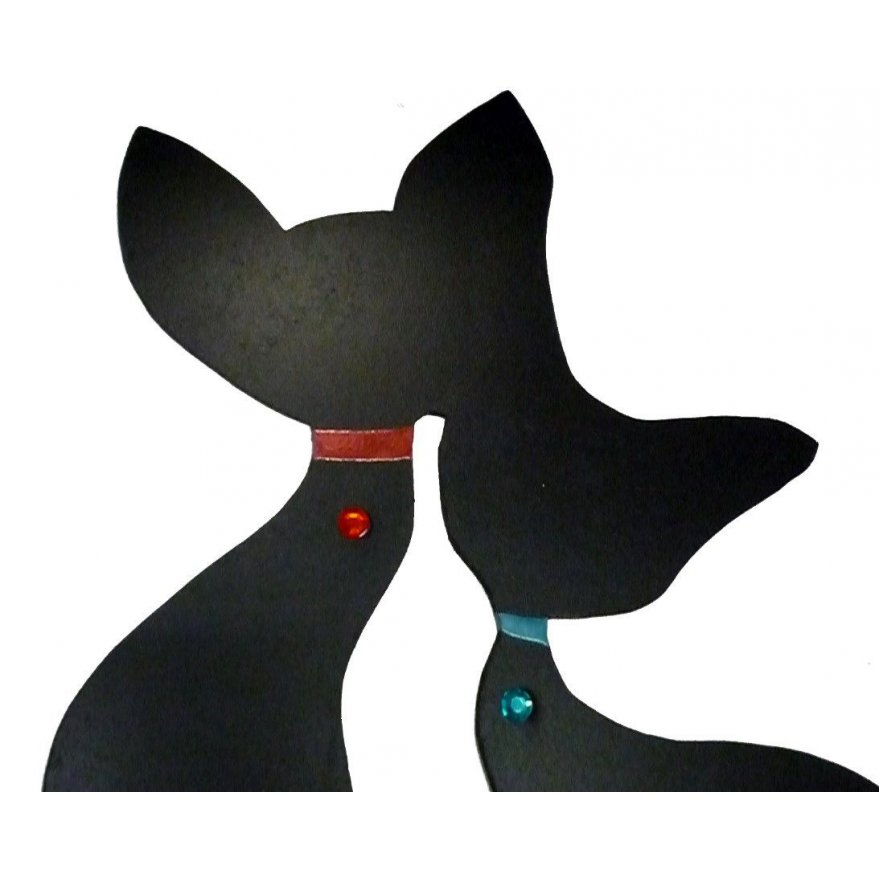 Vägg- eller dörrskylt stort par med katt i omfamning på en strasse 43x41 cm