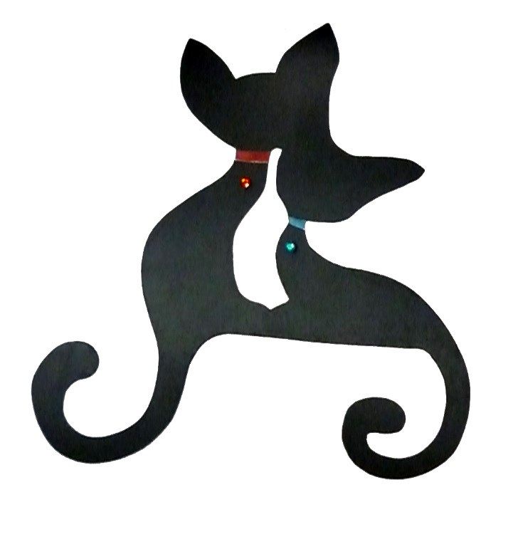 Vägg- eller dörrskylt stort par med katt i omfamning på en strasse 43x41 cm