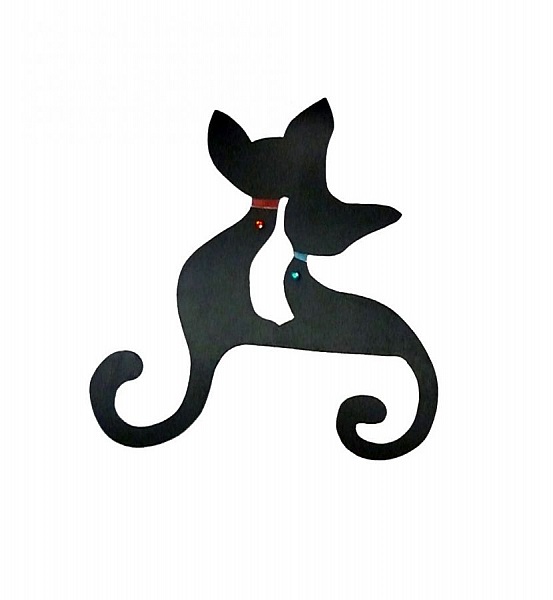 V&auml;gg- eller d&ouml;rrskylt stort par med katt i omfamning p&aring; en strasse 43x41 cm