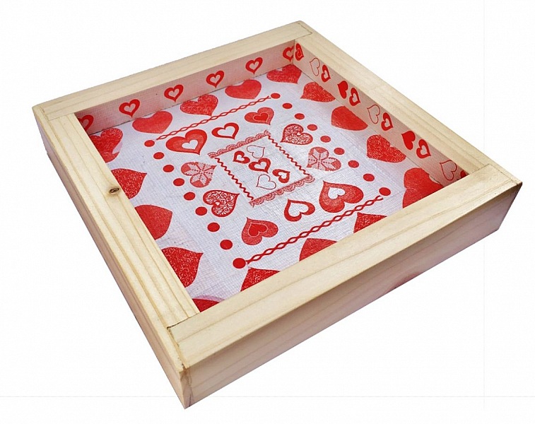 Bordsunderl&auml;gg i laurel / hasseln&ouml;t tr&auml; stockar, v&auml;ndbar i en kopp med jacquard hj&auml;rta dekoration