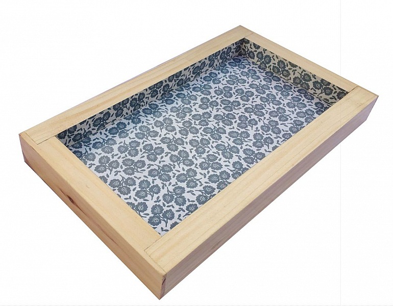 Dessous-de-plat en rondin de bois merisier / prunier, r&eacute;versible en coupelle d&eacute;cor petite feuille grise