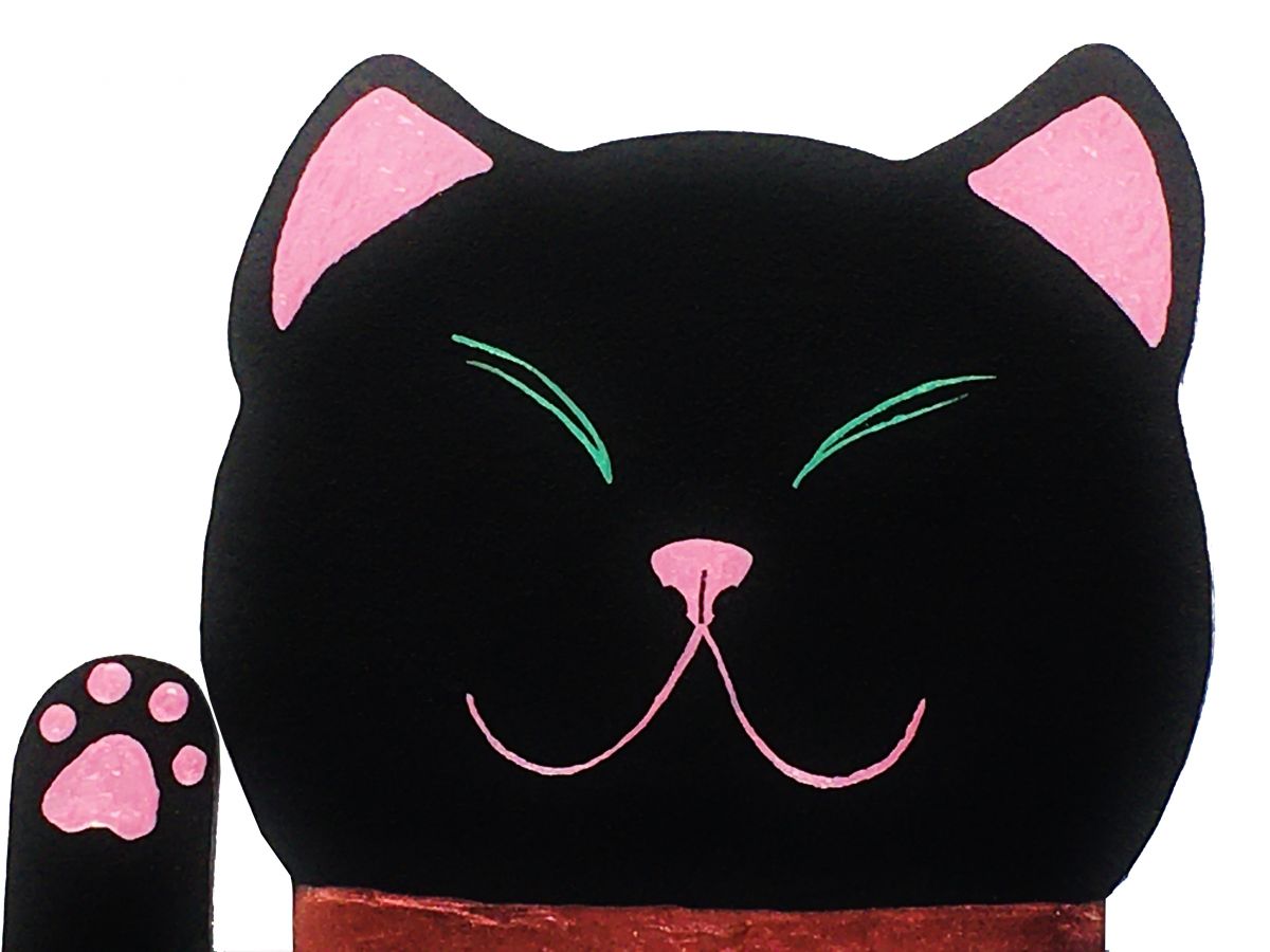 Träklocka modell "Maneki-neko" Kinesisk katt