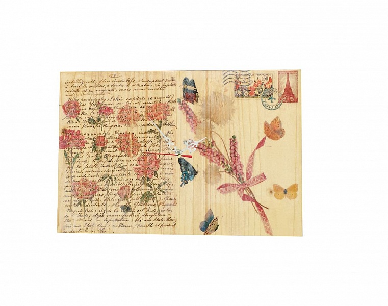 Rektangul&auml;r v&auml;ggklocka dekor Vintage vykort