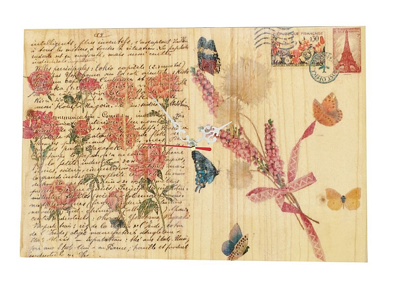 Rektangul&auml;r v&auml;ggklocka dekor Vintage vykort