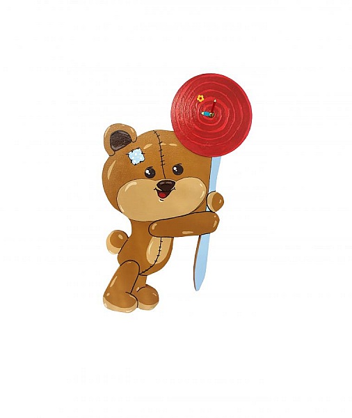 Klocka "nalle och godis" mdf barn