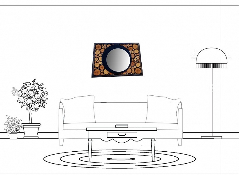 Rektangul&auml;r spegel i ebenholts tr&auml; 31 x 22