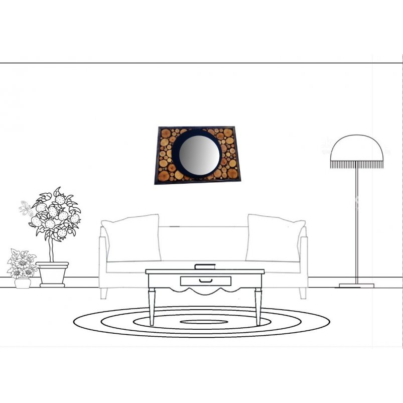 Rektangulär spegel i ebenholts trä 31 x 22