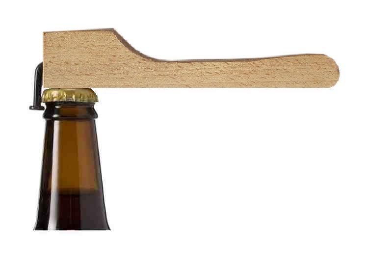 Flasköppnare / flasköppnare med spik i bokträ