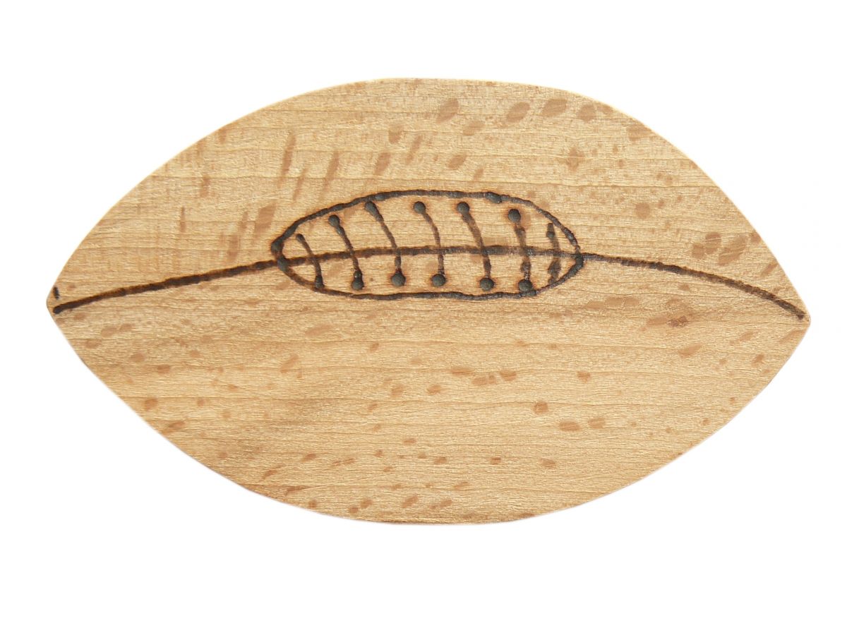 Flasköppnare / flasköppnare i bokträ modell: rugbyboll