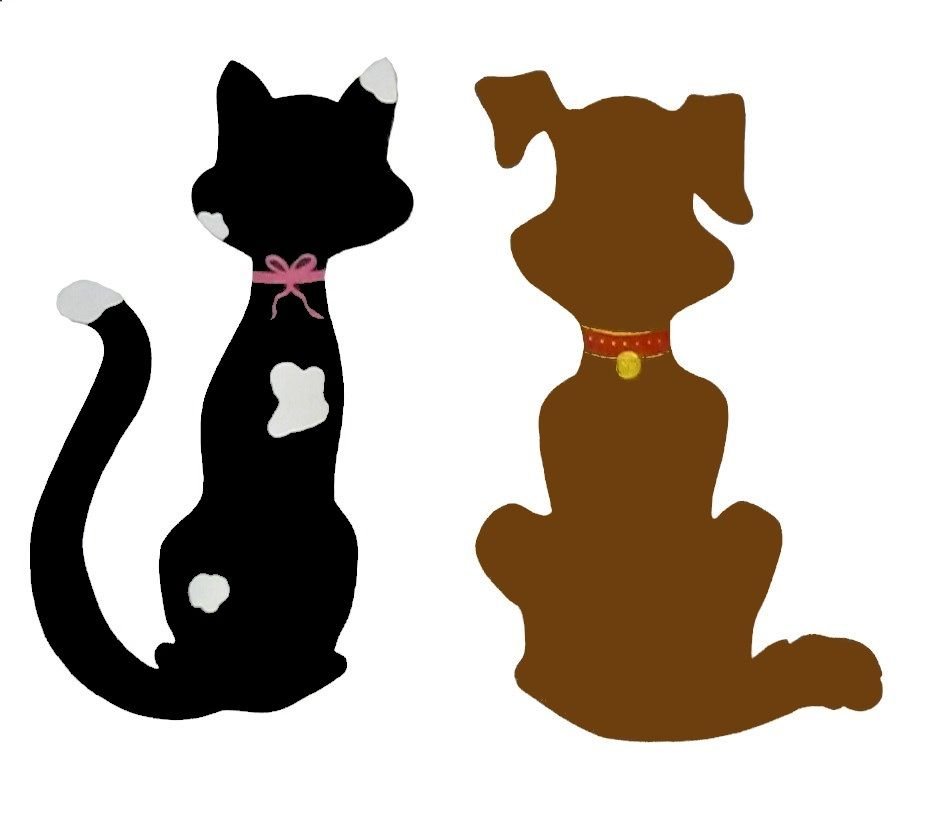 Katt- och hundpar som väggdekoration 
