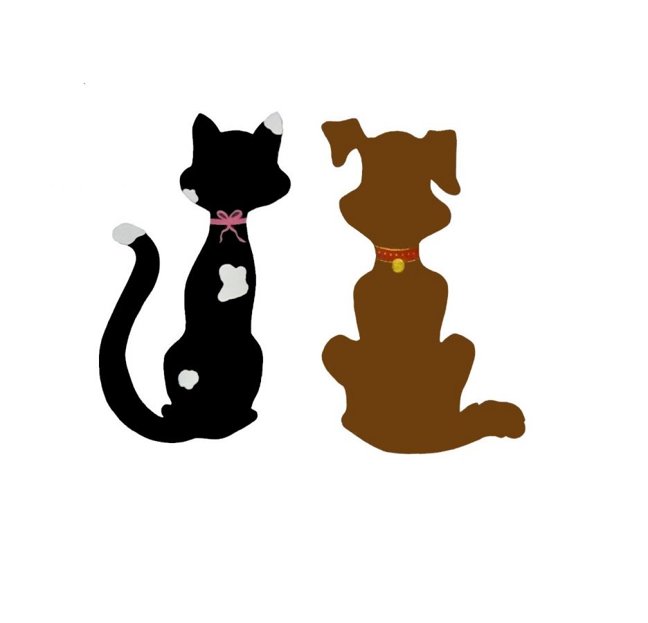 Katt- och hundpar som väggdekoration 