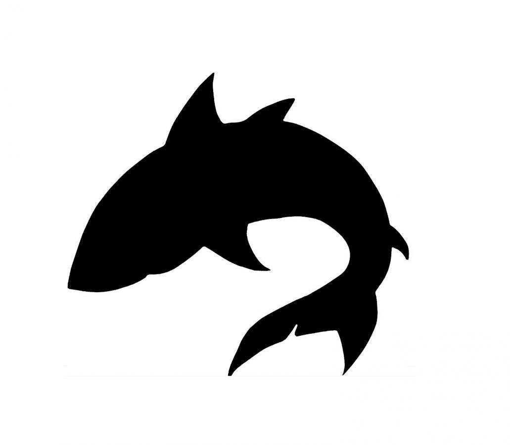 Träskylt för vägg eller dörr modell : Shark 34x34 Cm svart