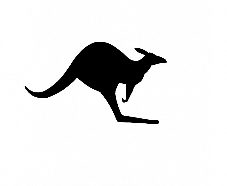 Tr&auml;skylt f&ouml;r v&auml;gg eller d&ouml;rr modell: k&auml;nguru 39x22 cm svart