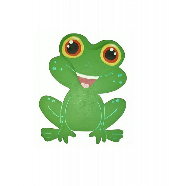 Tr&auml; v&auml;gg eller d&ouml;rr skylt modell : groda chibi manga 21x20 cm gr&ouml;n