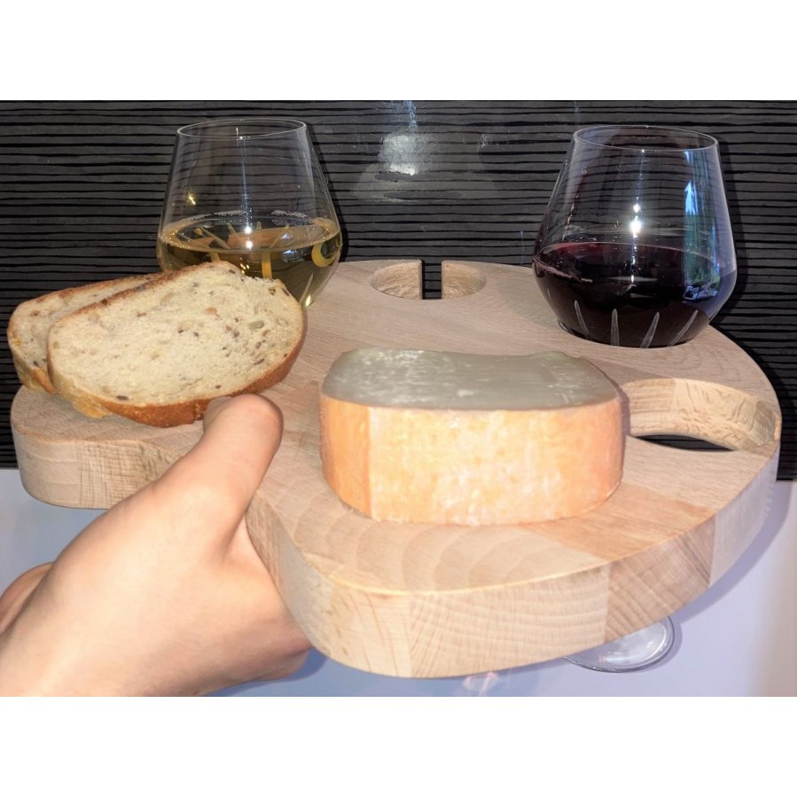 FSC-hackbräda av naturligt bokträ med kattfot modell för 4 glas med stjälk