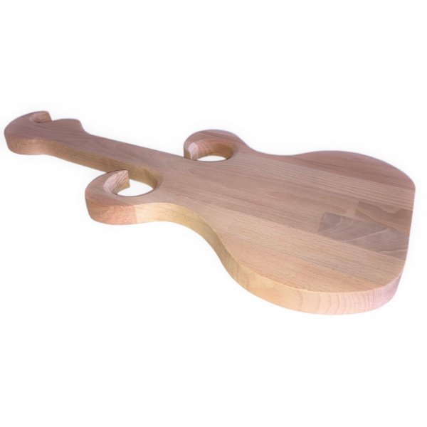 FSC naturlig bokträ skärbräda modell gitarr plats för 2 glas
