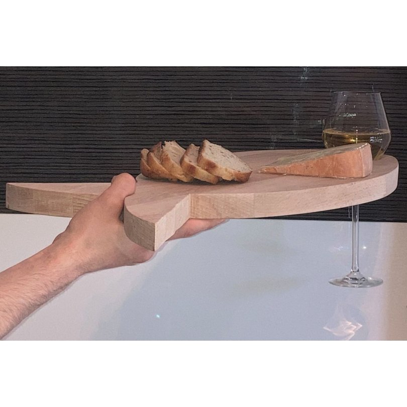 FSC naturlig bokträ skärbräda fisk modell 1 glas 