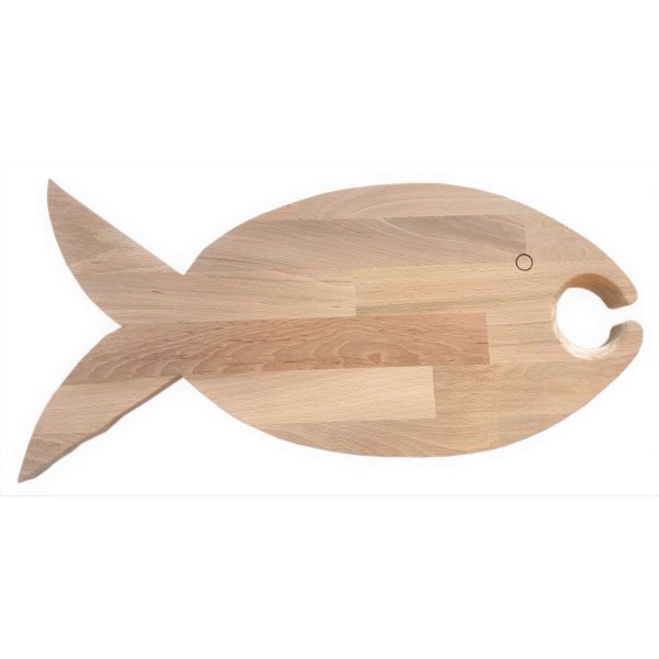 FSC naturlig bokträ skärbräda fisk modell 1 glas 