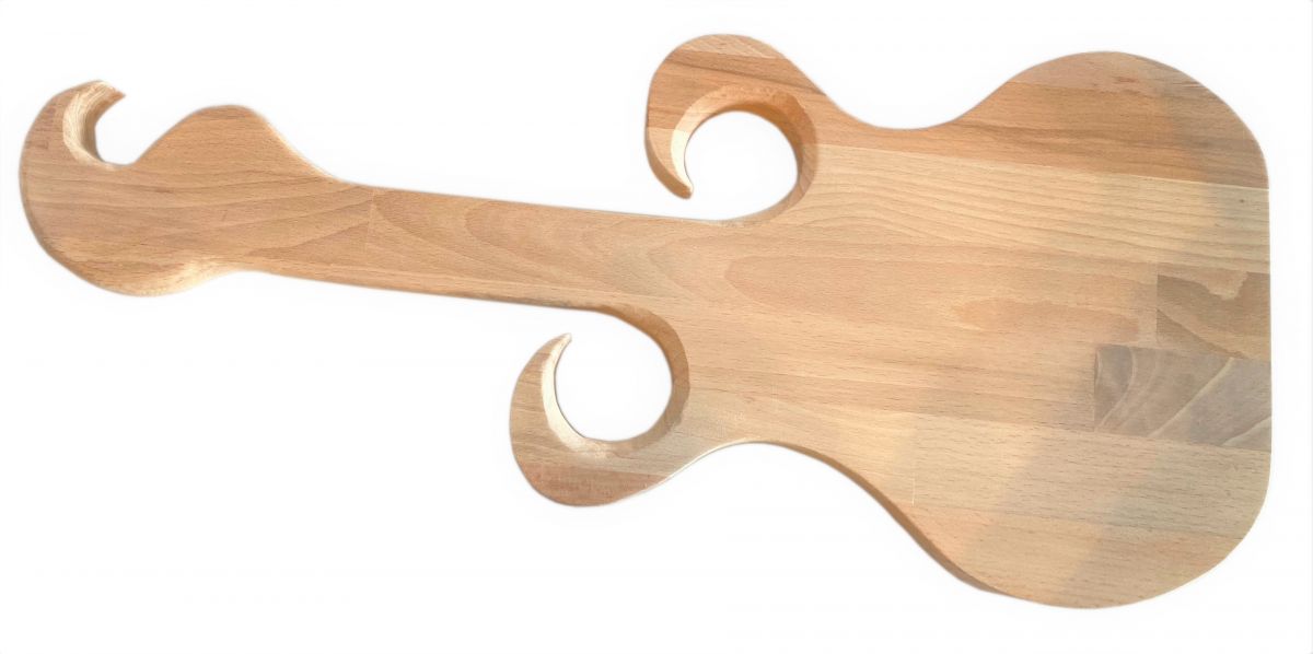 FSC naturlig bokträ skärbräda modell gitarr plats för 2 glas