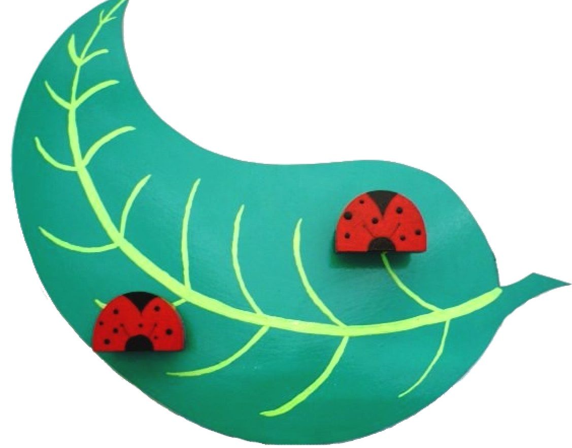 Klädhängare och pennkopp Ladybird och blad