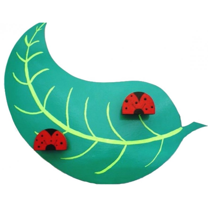 Klädhängare och pennkopp Ladybird och blad