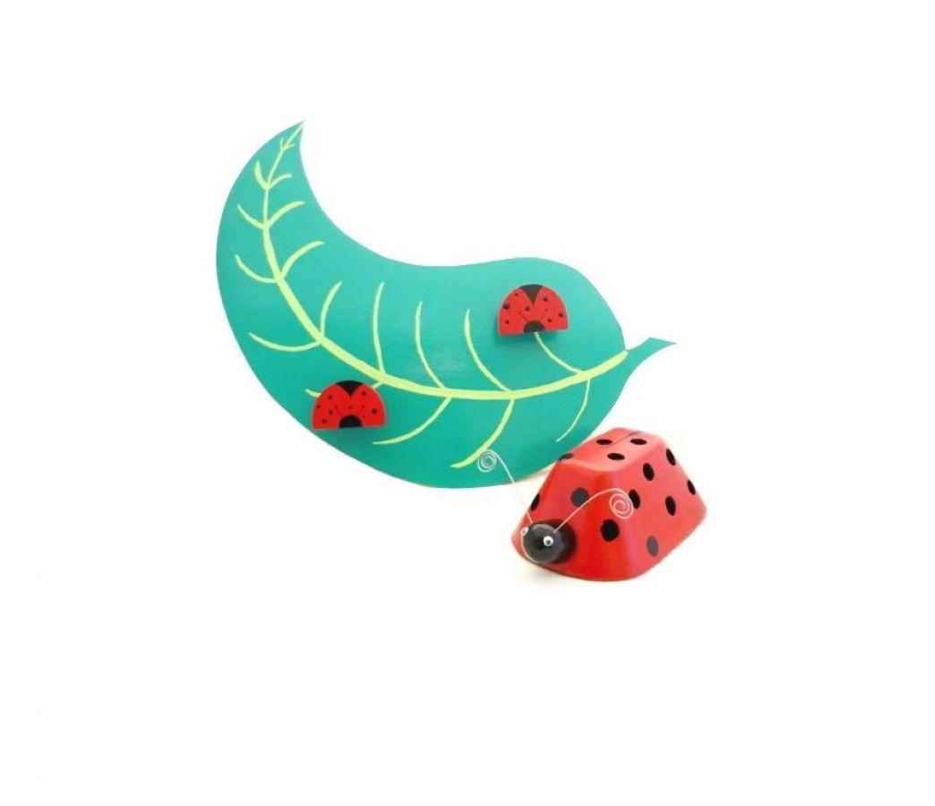 Klädhängare och pennkopp Ladybird och blad