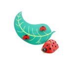 Klädhängare och pennkopp Ladybird och blad