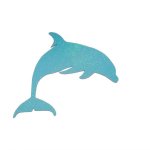 Trä vägg- eller dörrskylt modell : delfin 31x28 cm turkos med paljetter