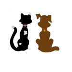 Katt- och hundpar som väggdekoration 