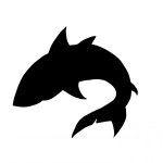 Träskylt för vägg eller dörr modell : Shark 34x34 Cm svart