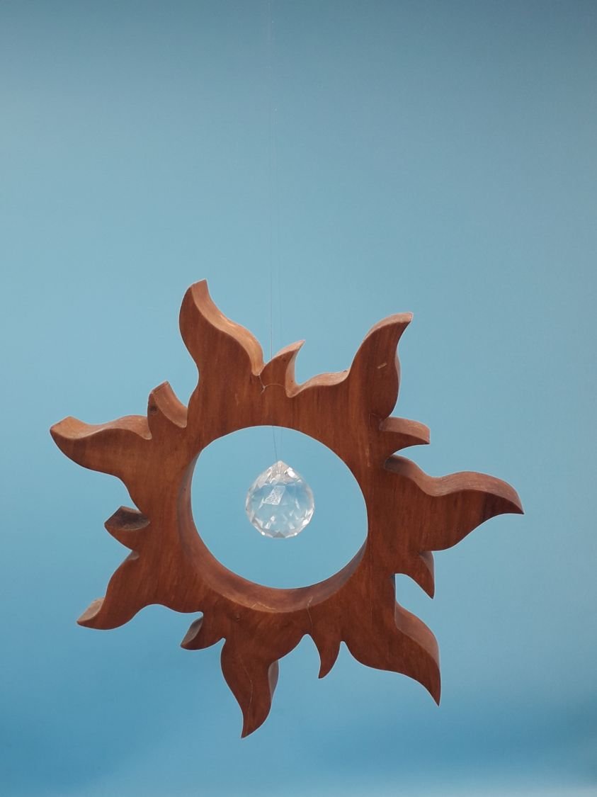 Noble Wooden Suncatcher att hänga med kristall sfär