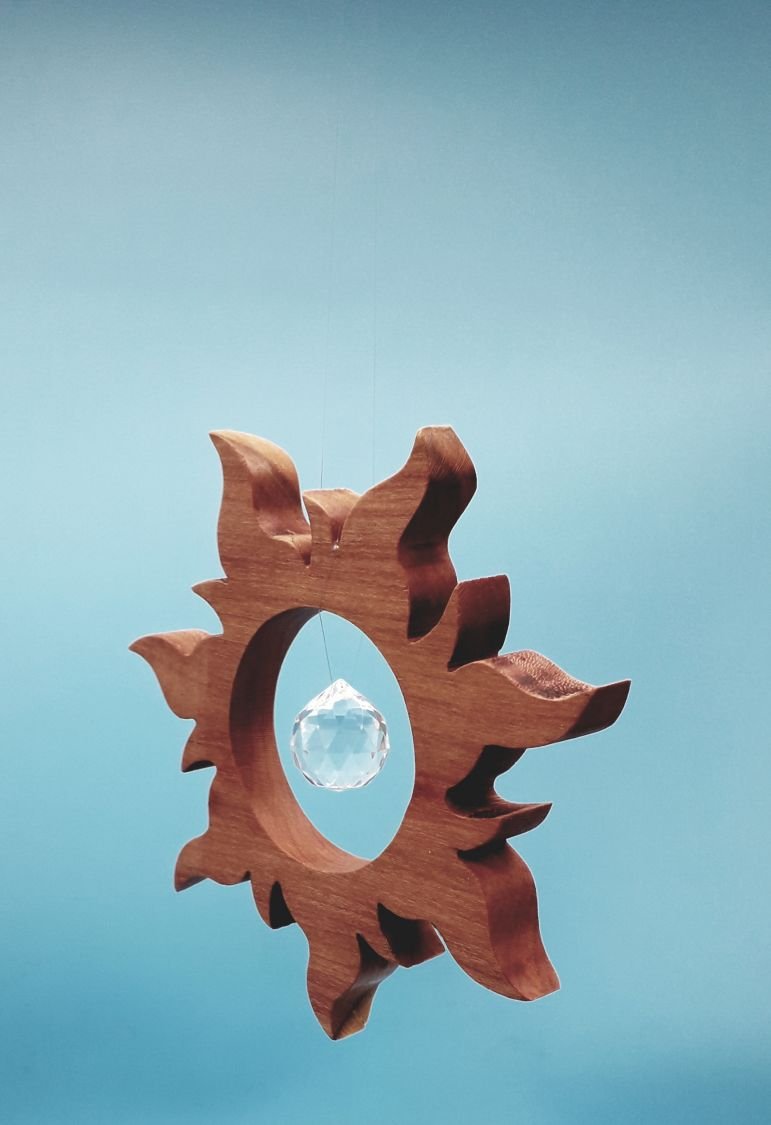 Noble Wooden Suncatcher att hänga med kristall sfär