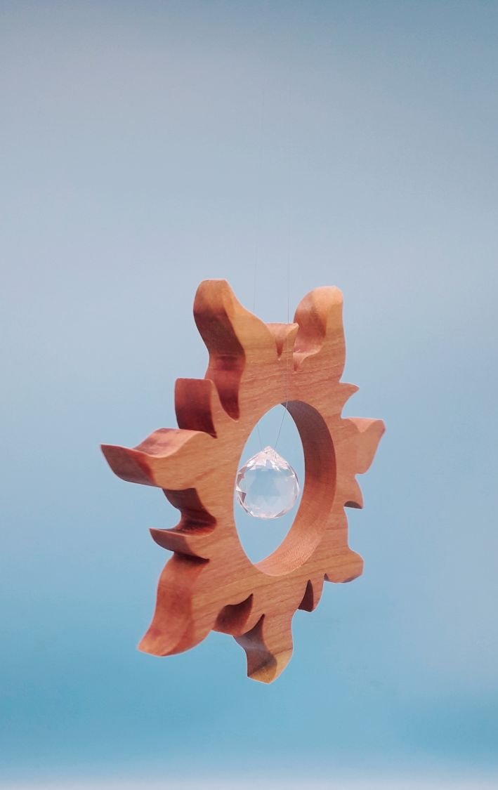 Noble Wooden Suncatcher att hänga med kristall sfär