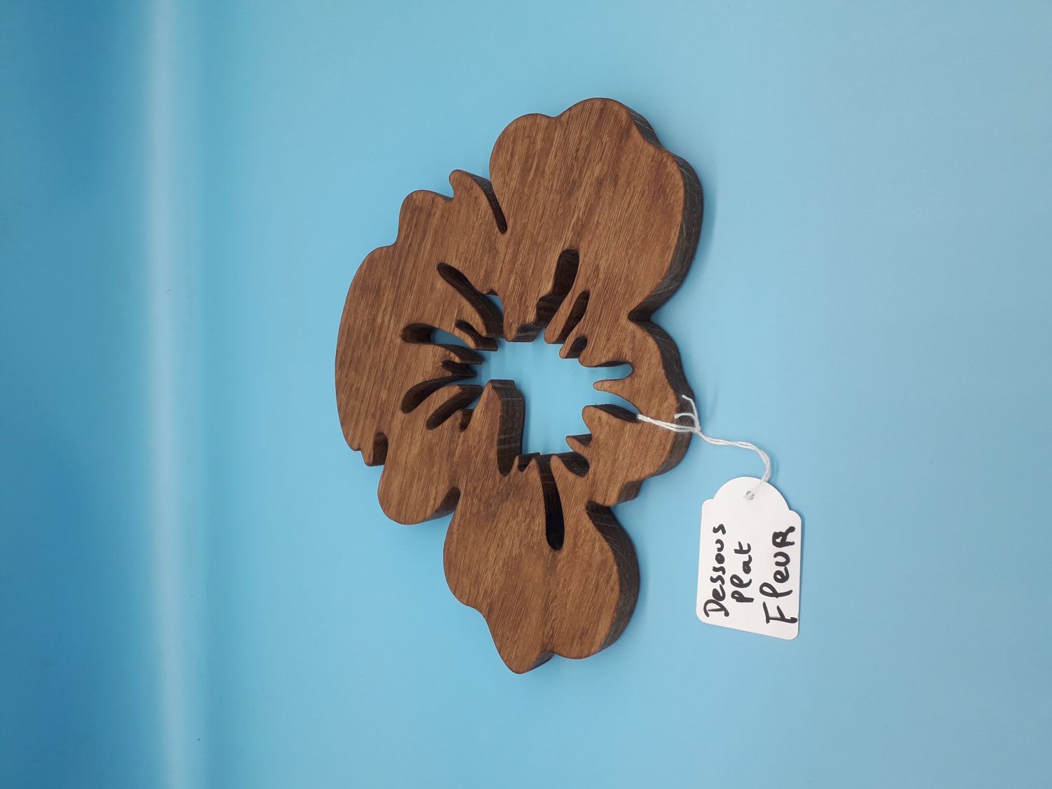 Fleur de pensée-baggett i massiv ek 15 mm tjockt